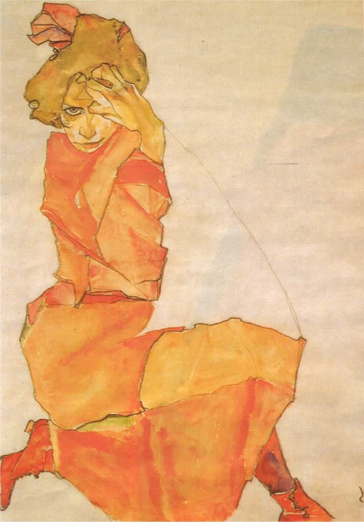 Egon Schiele Girl in orange 1910